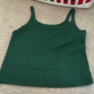 Classic Green Ribbed Tank Top - Women's Sleeveless Cami